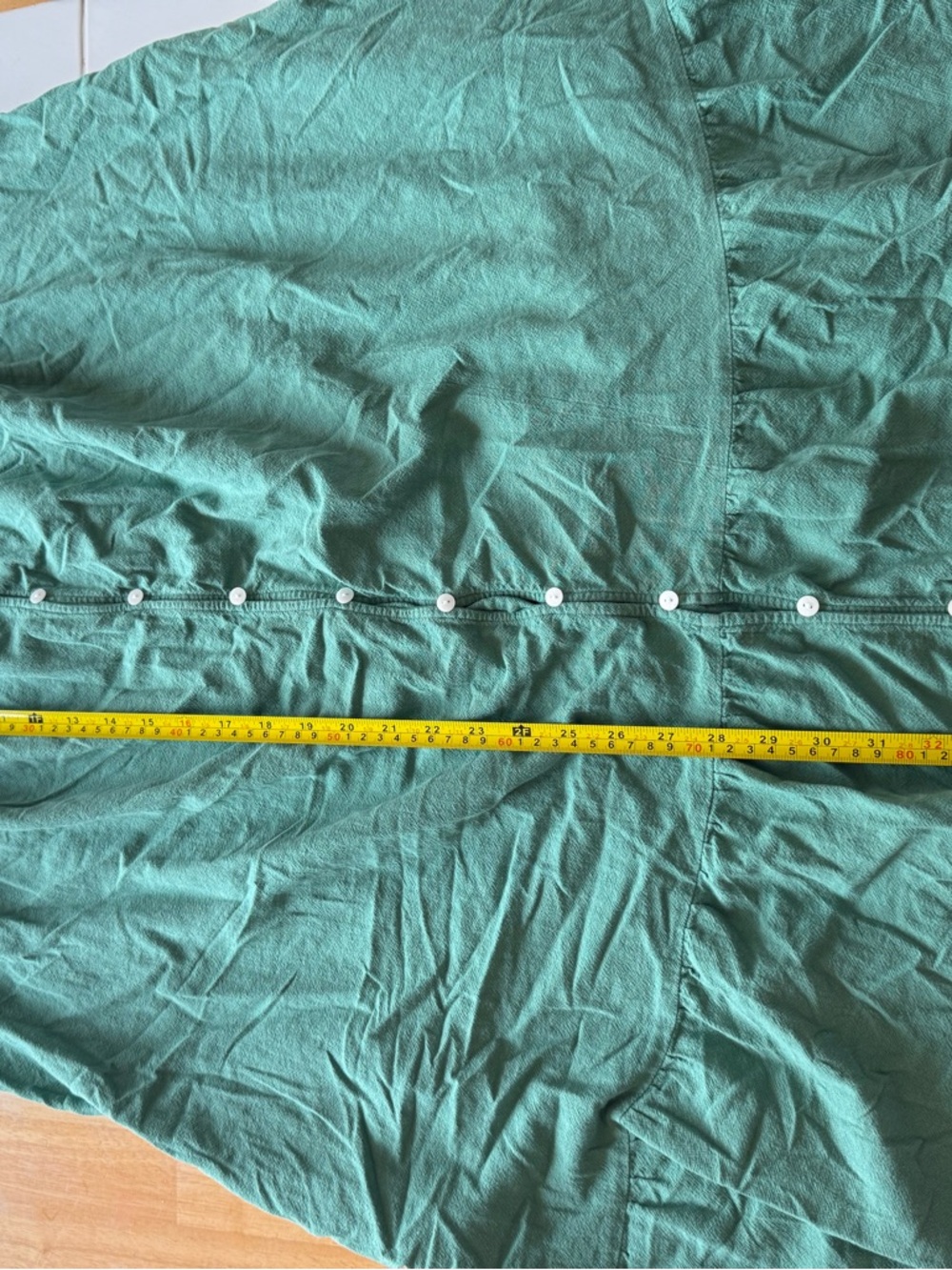 Universal Thread Green 100% Cotton Button Down Dress Sz 1X Boho Pockets Ruffle - Picture 9 of 11